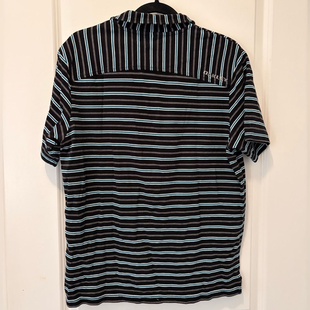 Vintage Oakley Striped Polo Shirt - Large - Picture 6 of 9